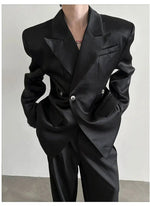 Black Suit Padded Shoulders Jacket