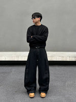 Black Wide-Leg Denim Pants