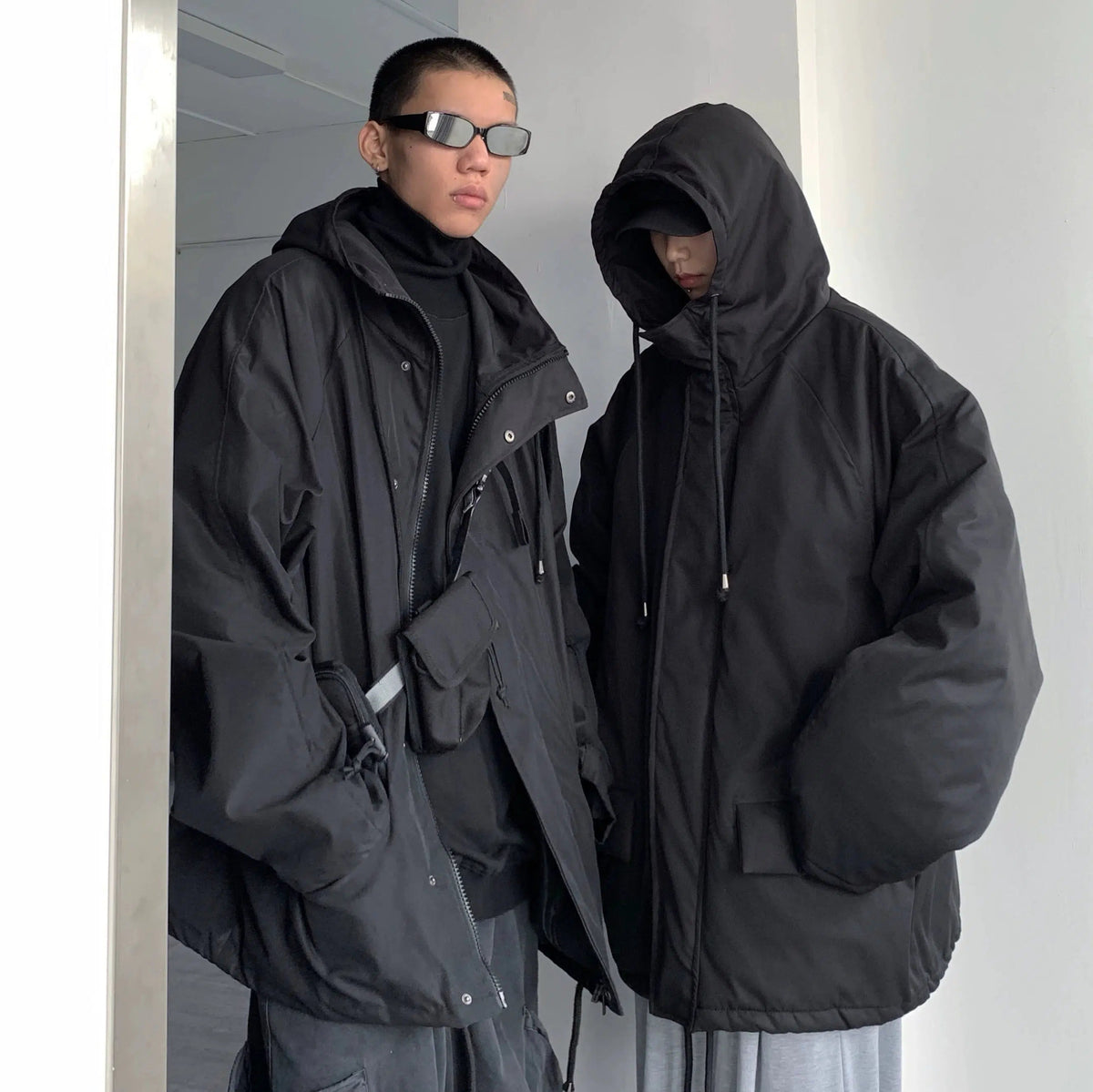 Black Windbreaker Hooded Jacket