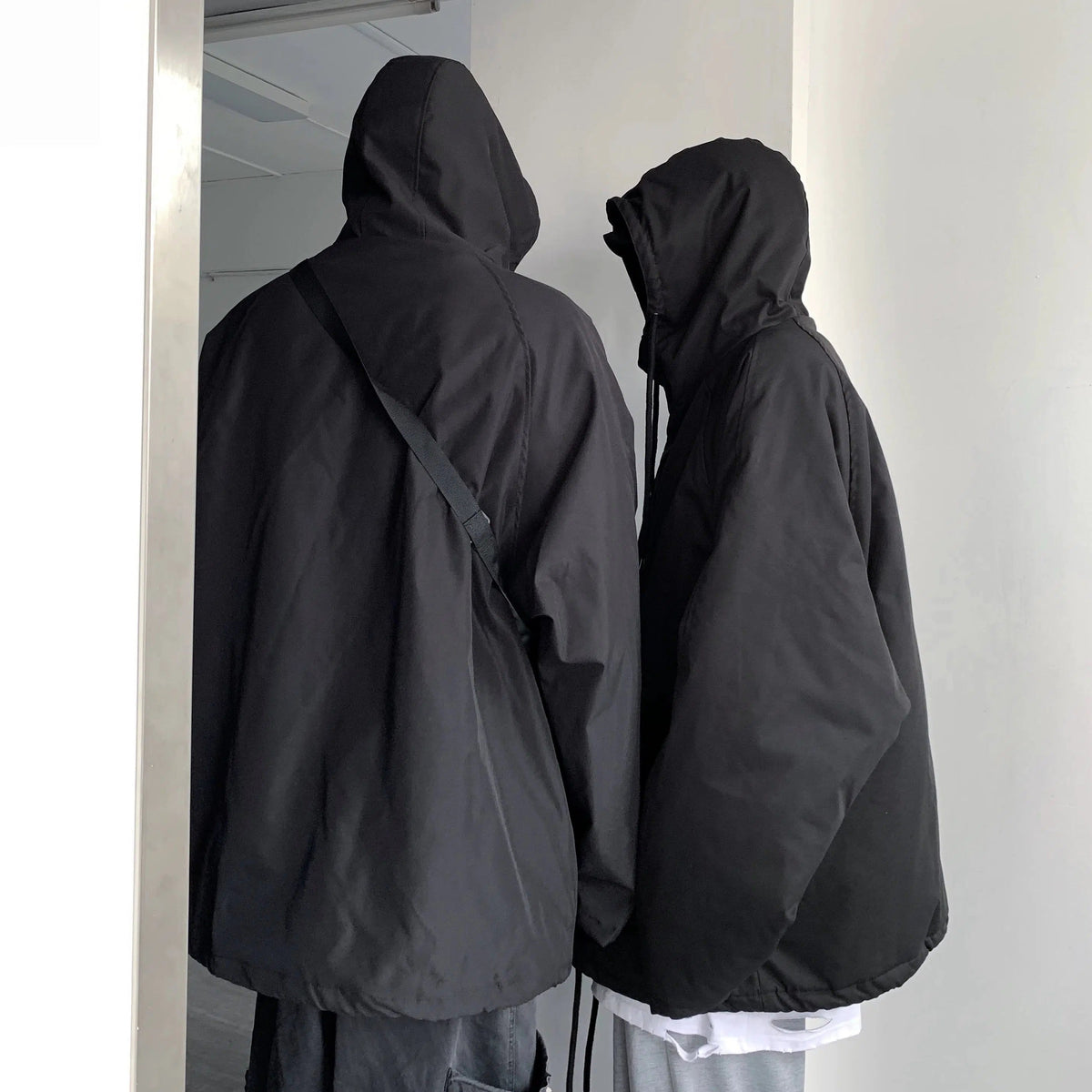 Black Windbreaker Hooded Jacket