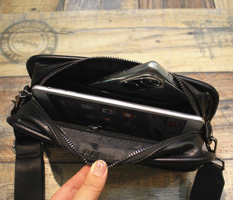 Black Woven Leather Crossbody Bag