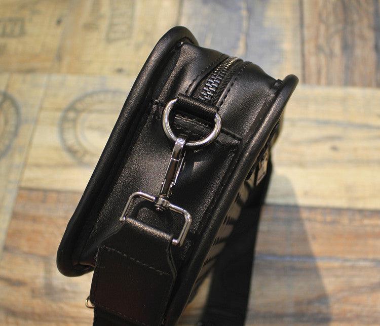 Black Woven Leather Crossbody Bag