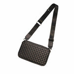 Black Woven Leather Crossbody Bag