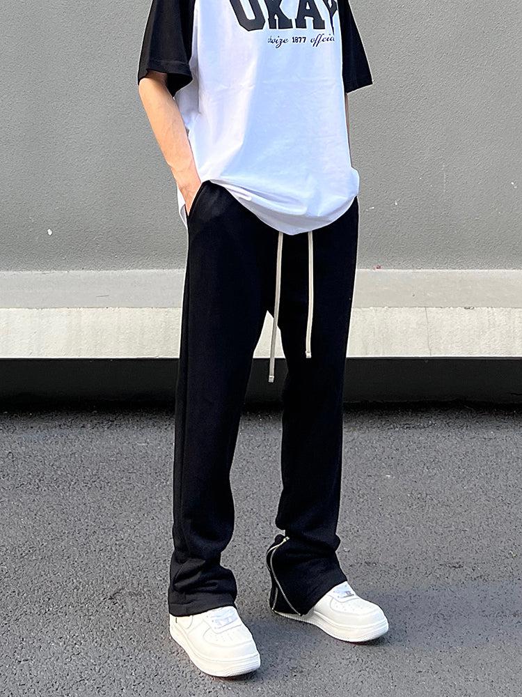 Black Zip Slim Drawstring Pants