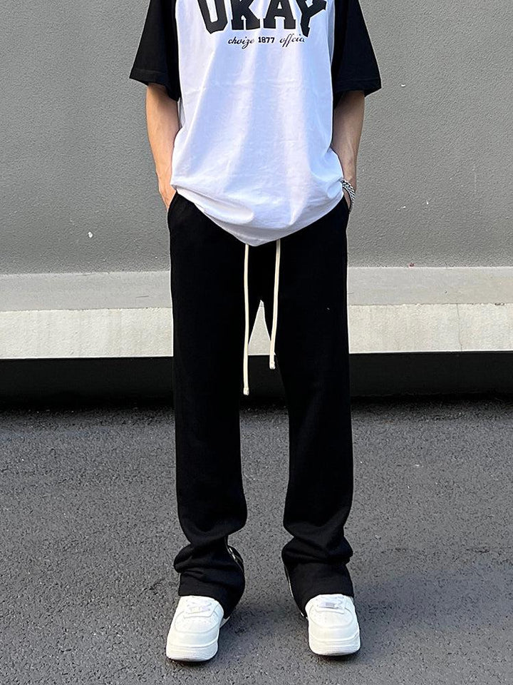 Black Zip Slim Drawstring Pants