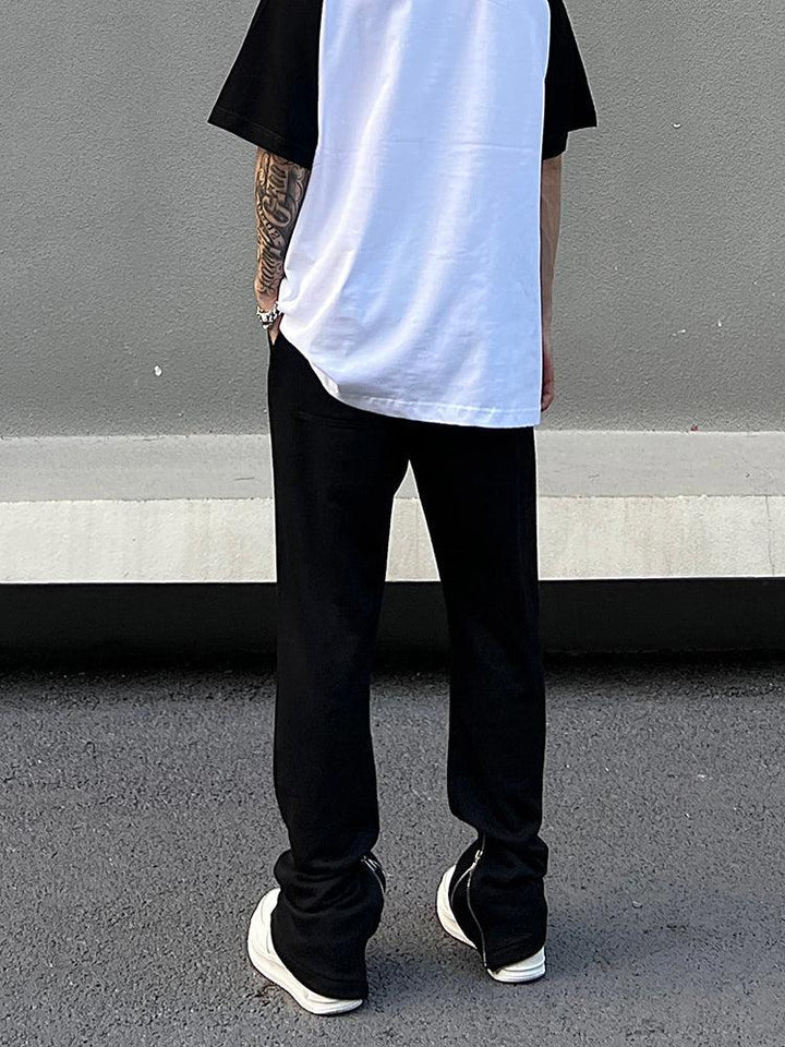 Black Zip Slim Drawstring Pants