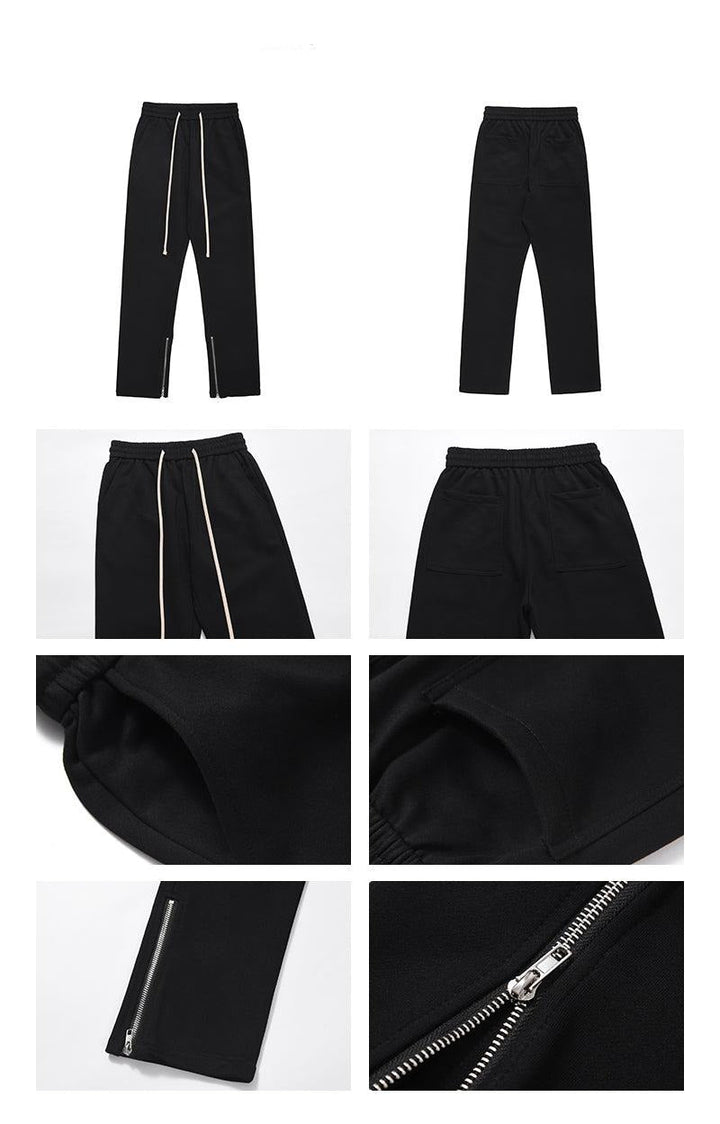 Black Zip Slim Drawstring Pants