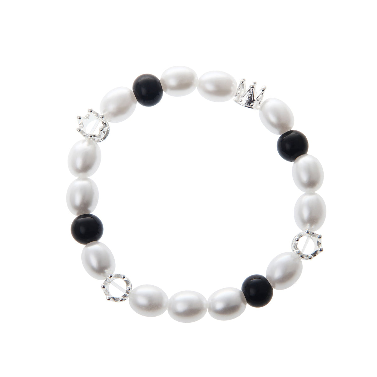 Black and White Pearl Crown Bracelet