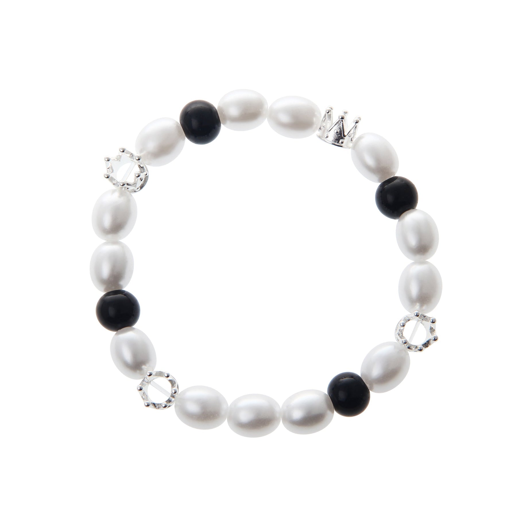 Black and White Pearl Crown Bracelet
