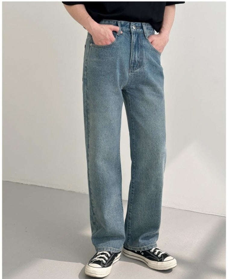 Blue Casual Straight Jeans