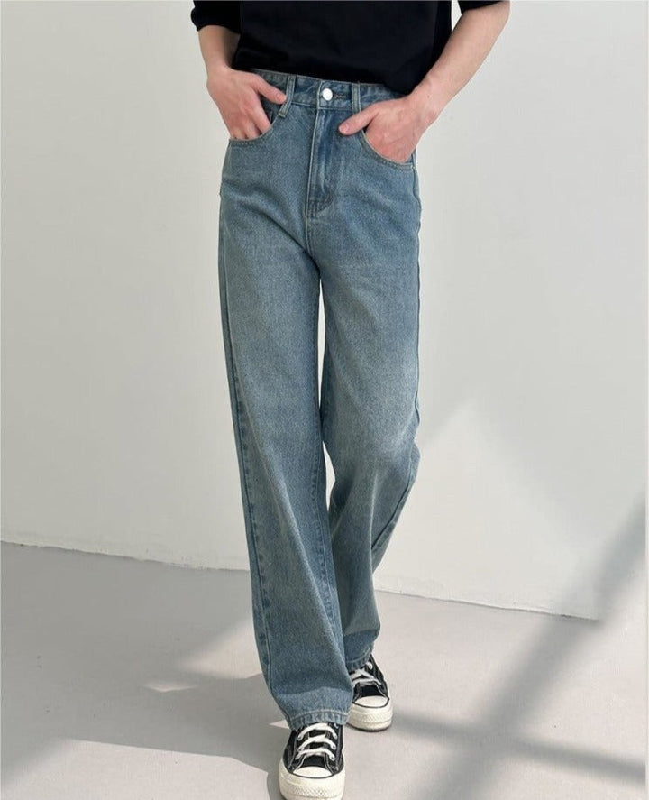Blue Casual Straight Jeans