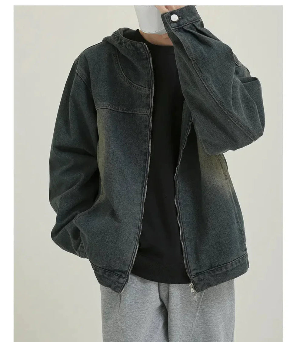 Blue Hooded Denim Jacket