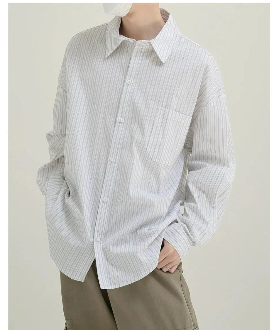 Blue Long-sleeved Striped Shirt