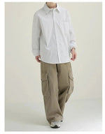 Blue Long-sleeved Striped Shirt