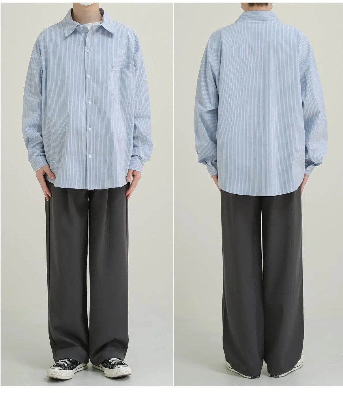 Blue Long-sleeved Striped Shirt