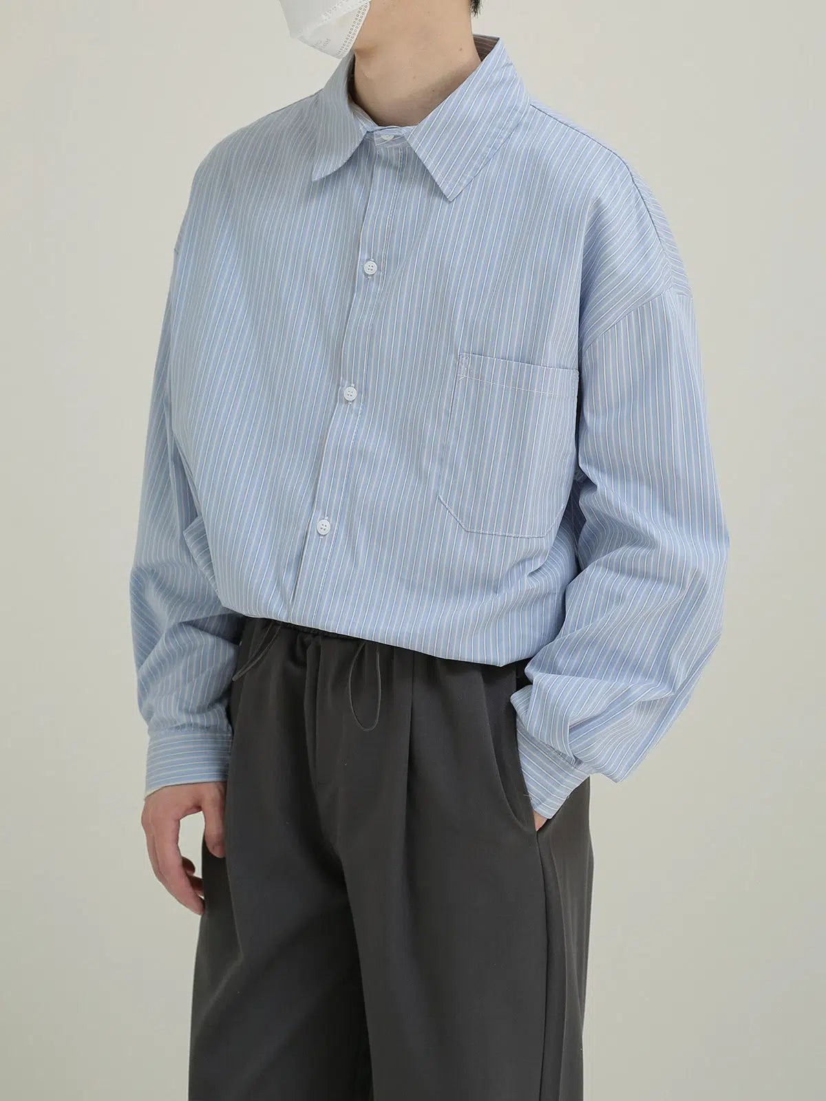 Blue Long-sleeved Striped Shirt