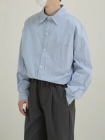 Blue Long-sleeved Striped Shirt