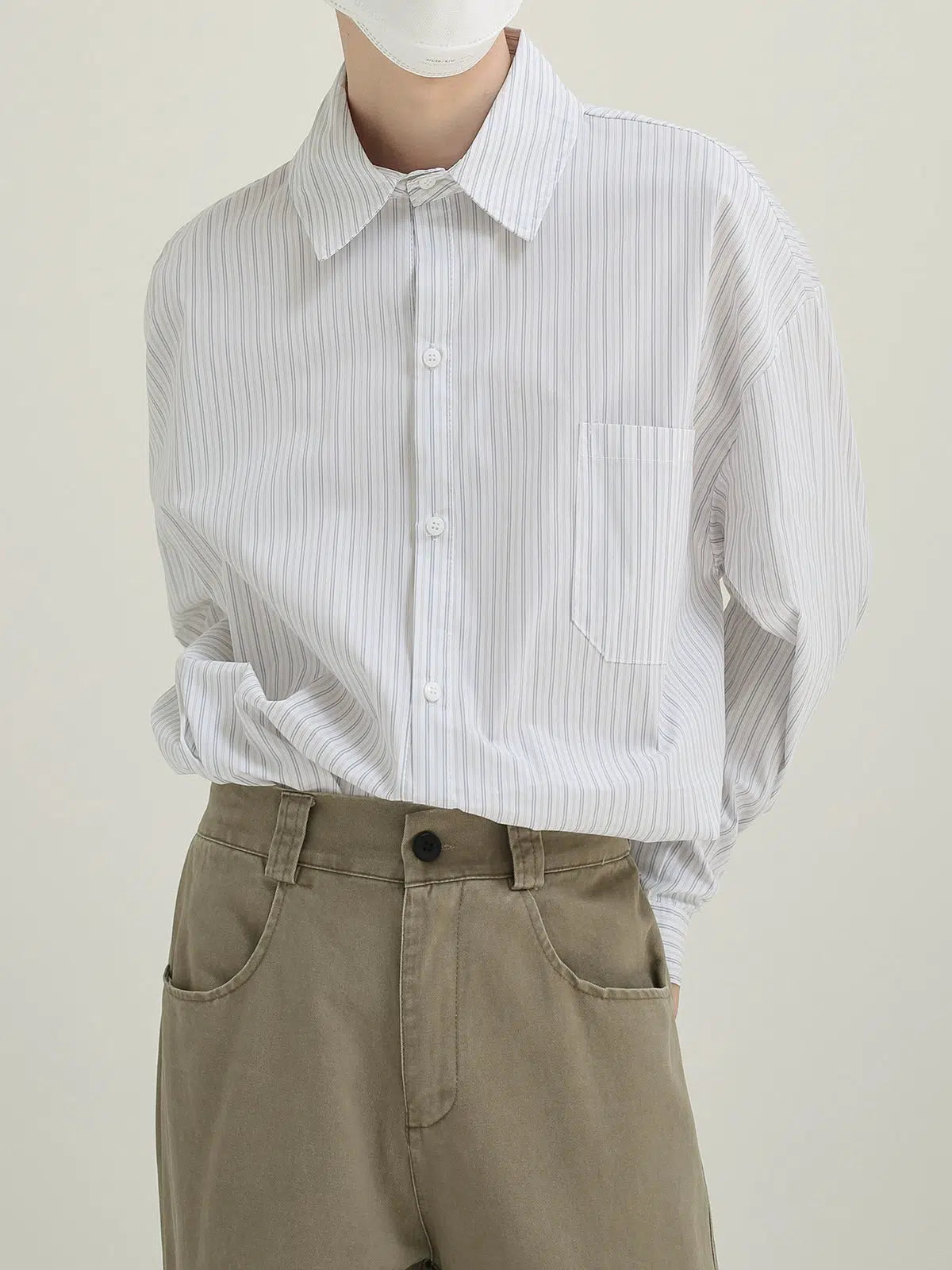 Blue Long-sleeved Striped Shirt