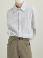 Blue Long-sleeved Striped Shirt