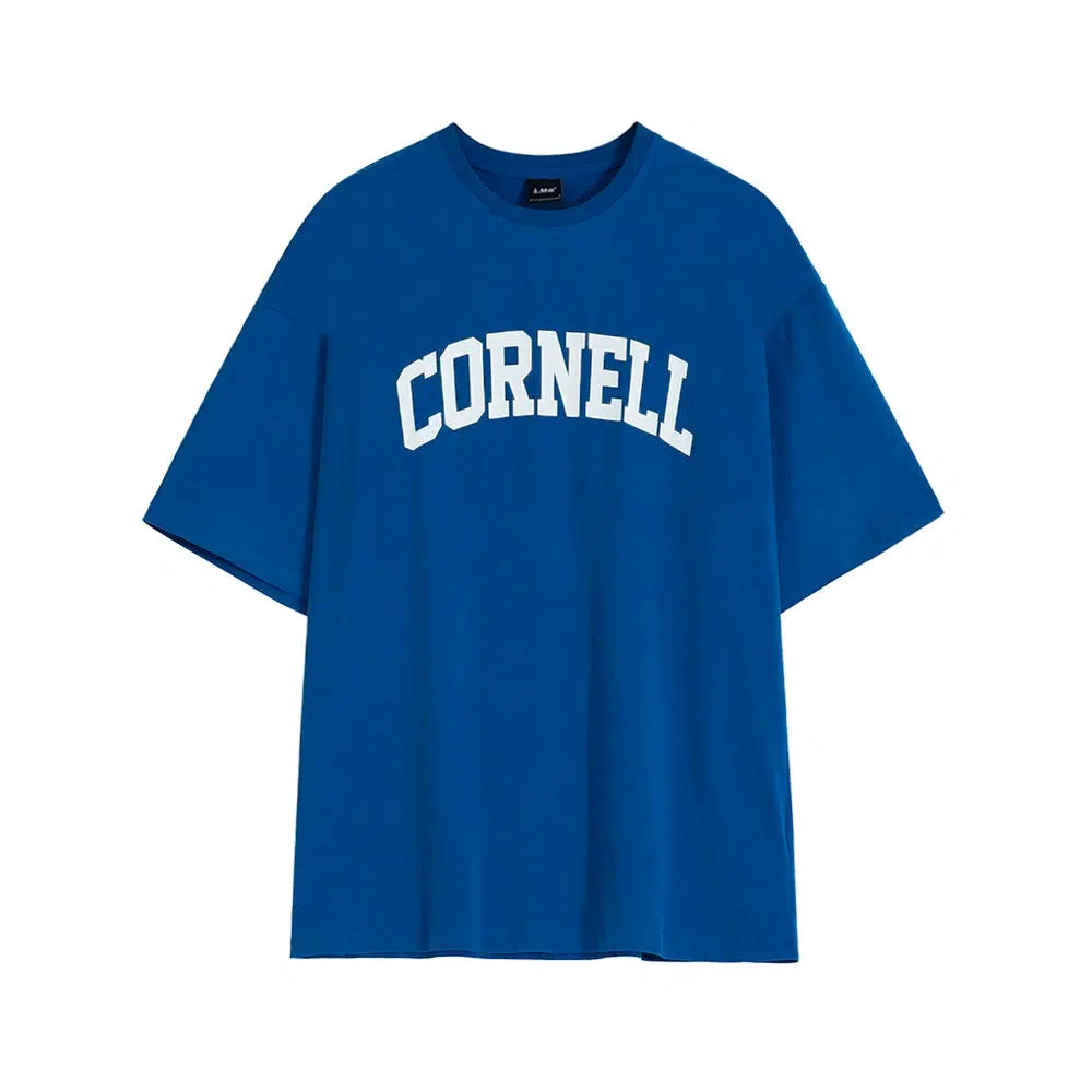 Blue Printed Round Neck T-shirt