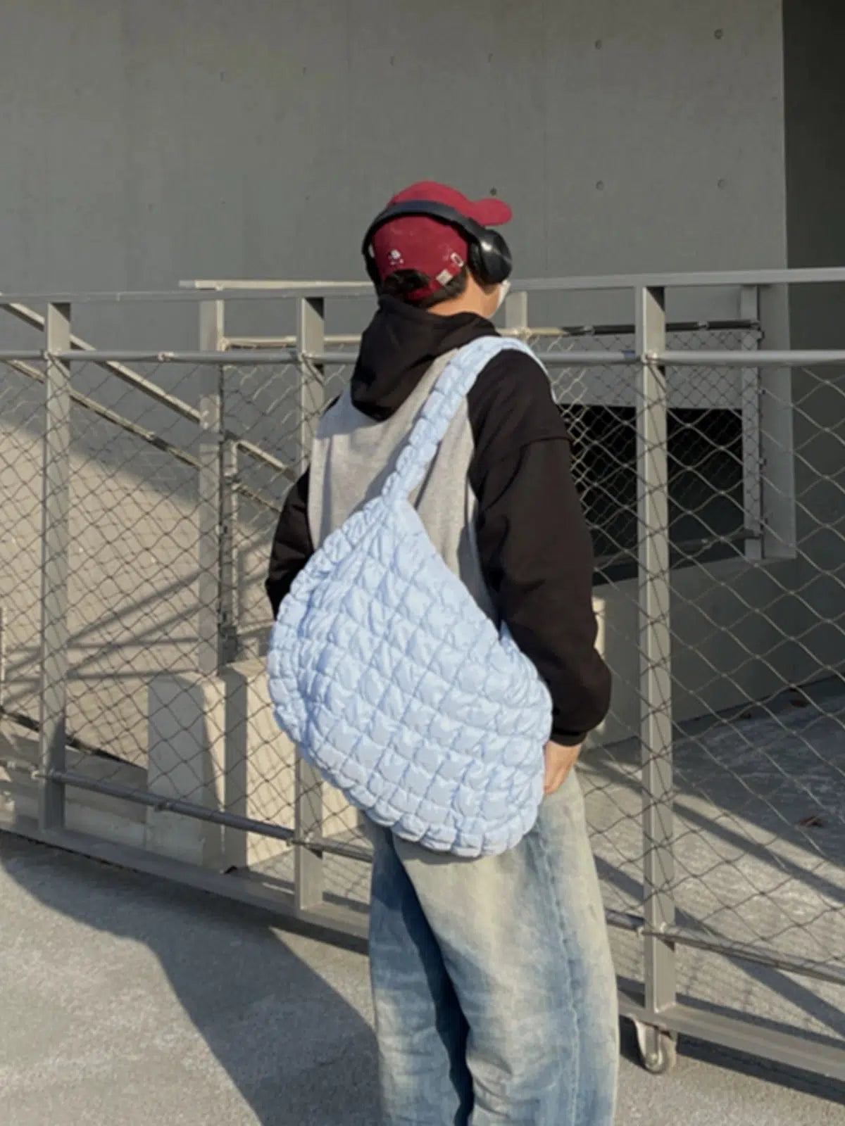 Blue Quilted Tote Bag