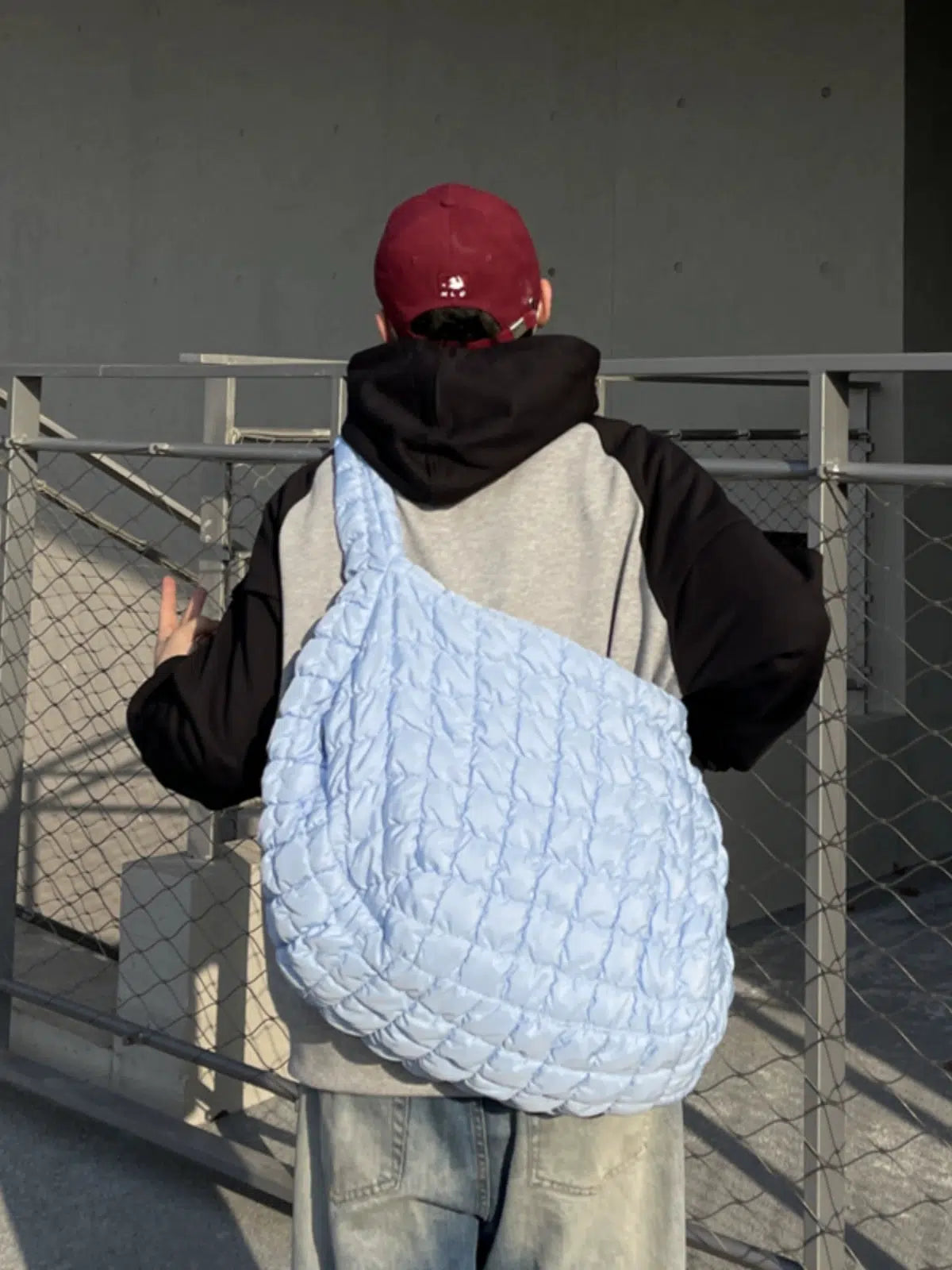 Blue Quilted Tote Bag