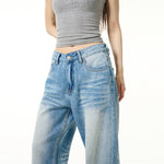 Blue Relaxed Fit Straight Jeans