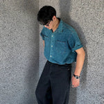 Blue Short Sleeve Denim Shirt