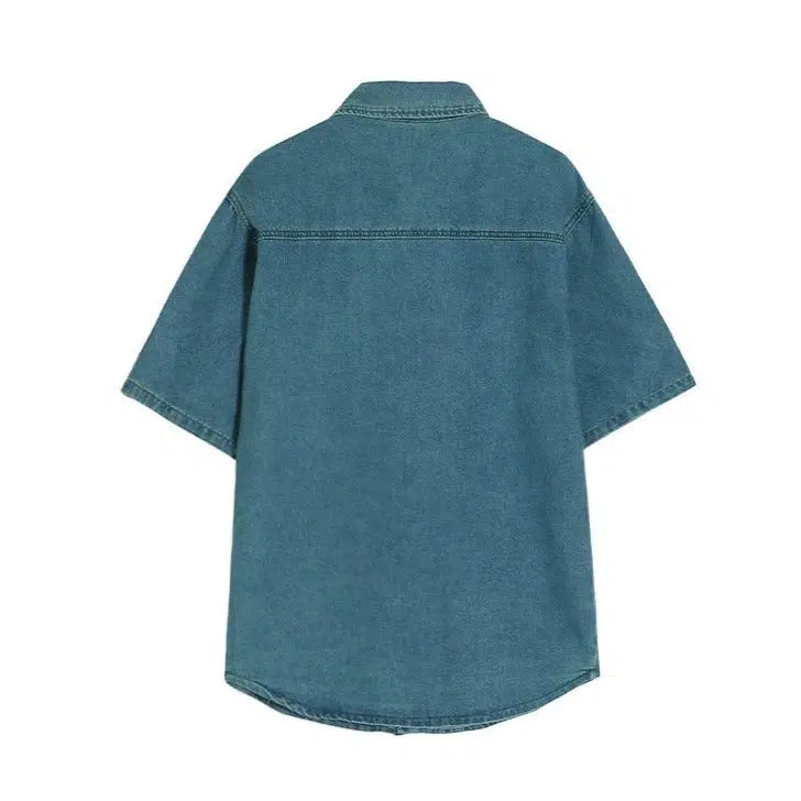 Blue Short Sleeve Denim Shirt
