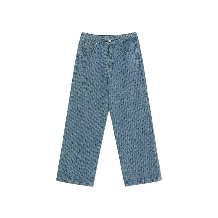 Blue Short-sleeved Shirt & Straight Jeans