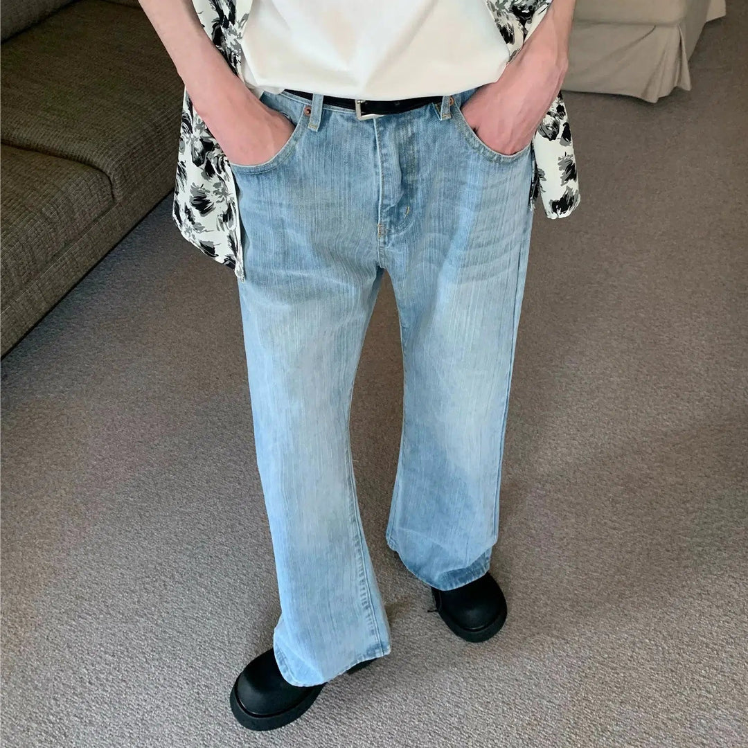 Blue Slim Fit Straight-leg Jeans