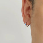 Blue Square Gemstone Hoop Earrings