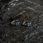 Blue Square Gemstone Hoop Earrings