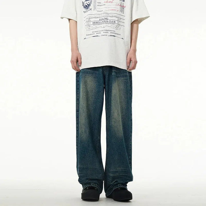 Blue Straight Leg Jeans