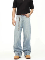 Blue inverted Straight-leg Jeans