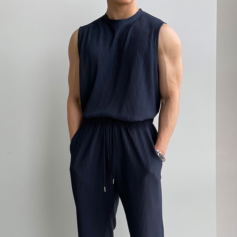 Pleated Stripe Suit