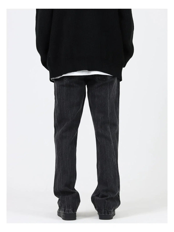 Bootcut Washed Lightning Pattern Jeans