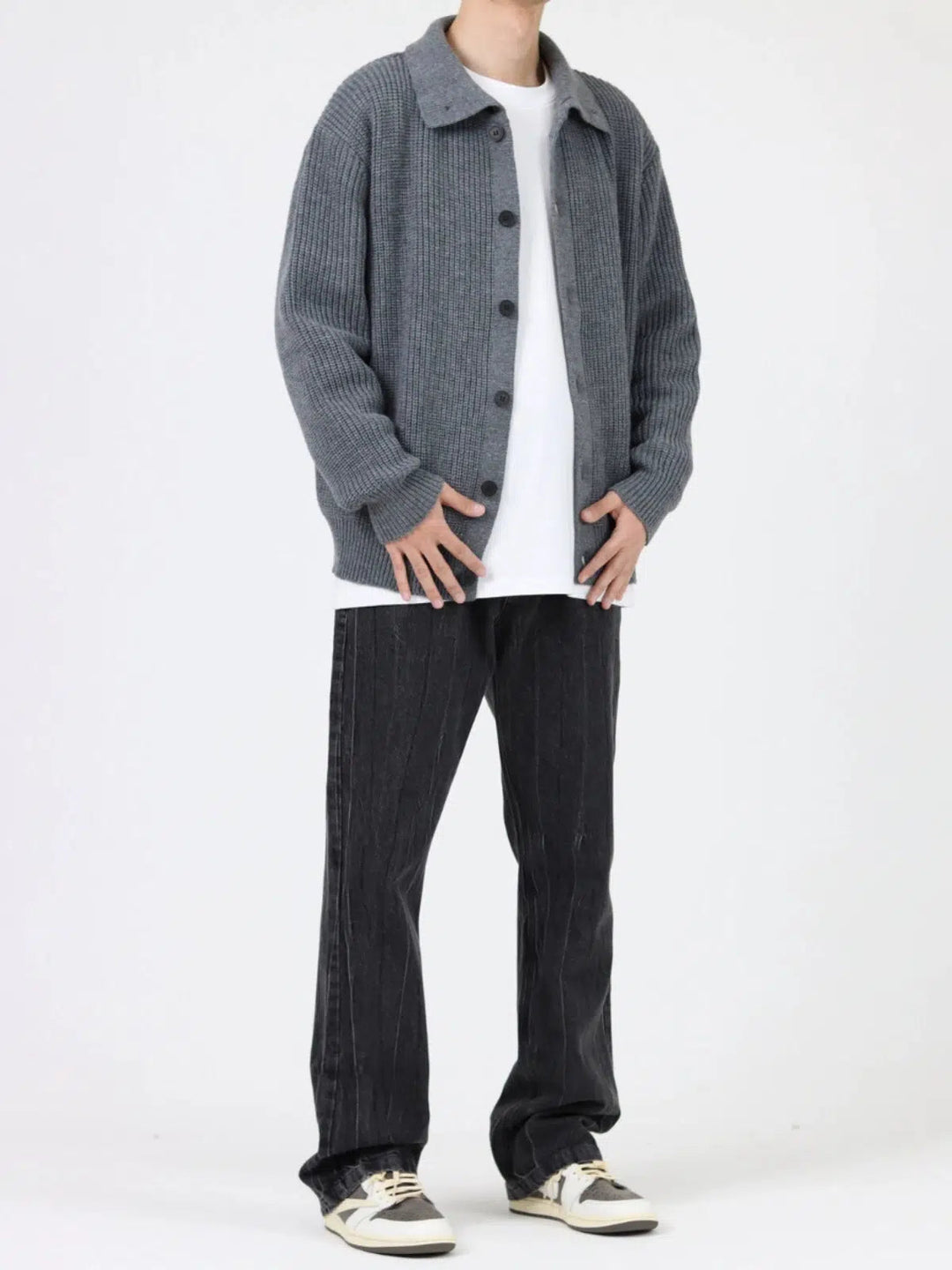 Bootcut Washed Lightning Pattern Jeans