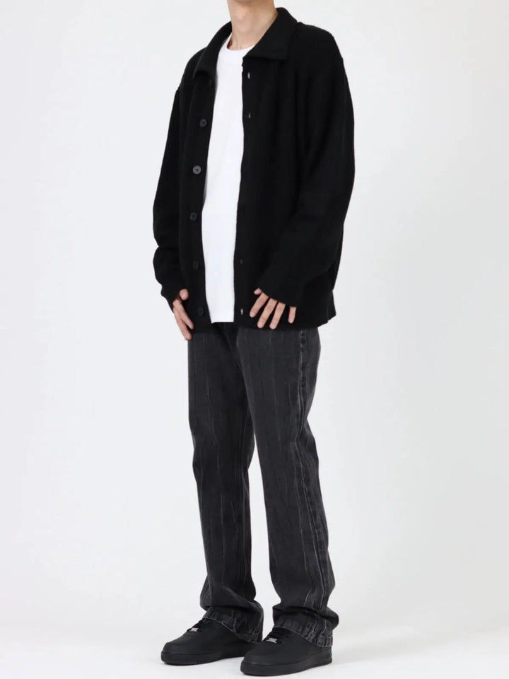 Bootcut Washed Lightning Pattern Jeans