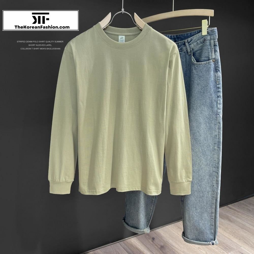 Bottoming Cotton Long Sleeve Basic Tee