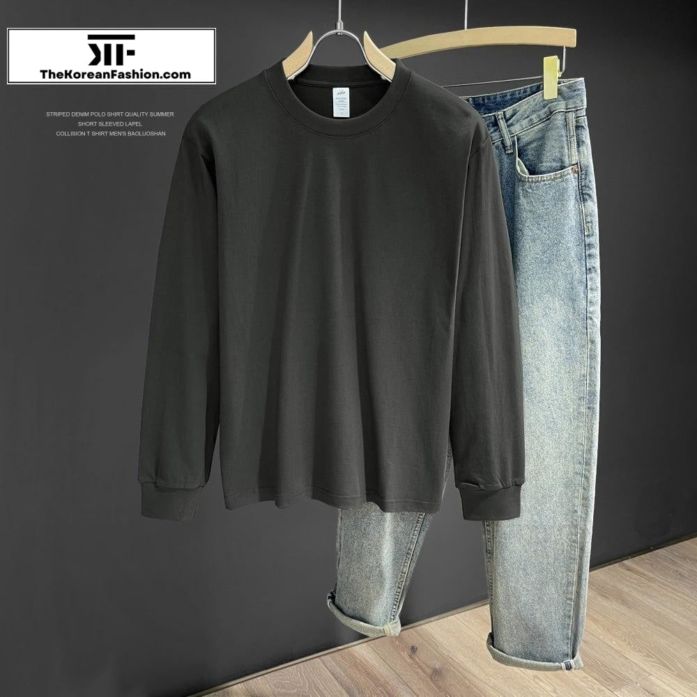 Bottoming Cotton Long Sleeve Basic Tee