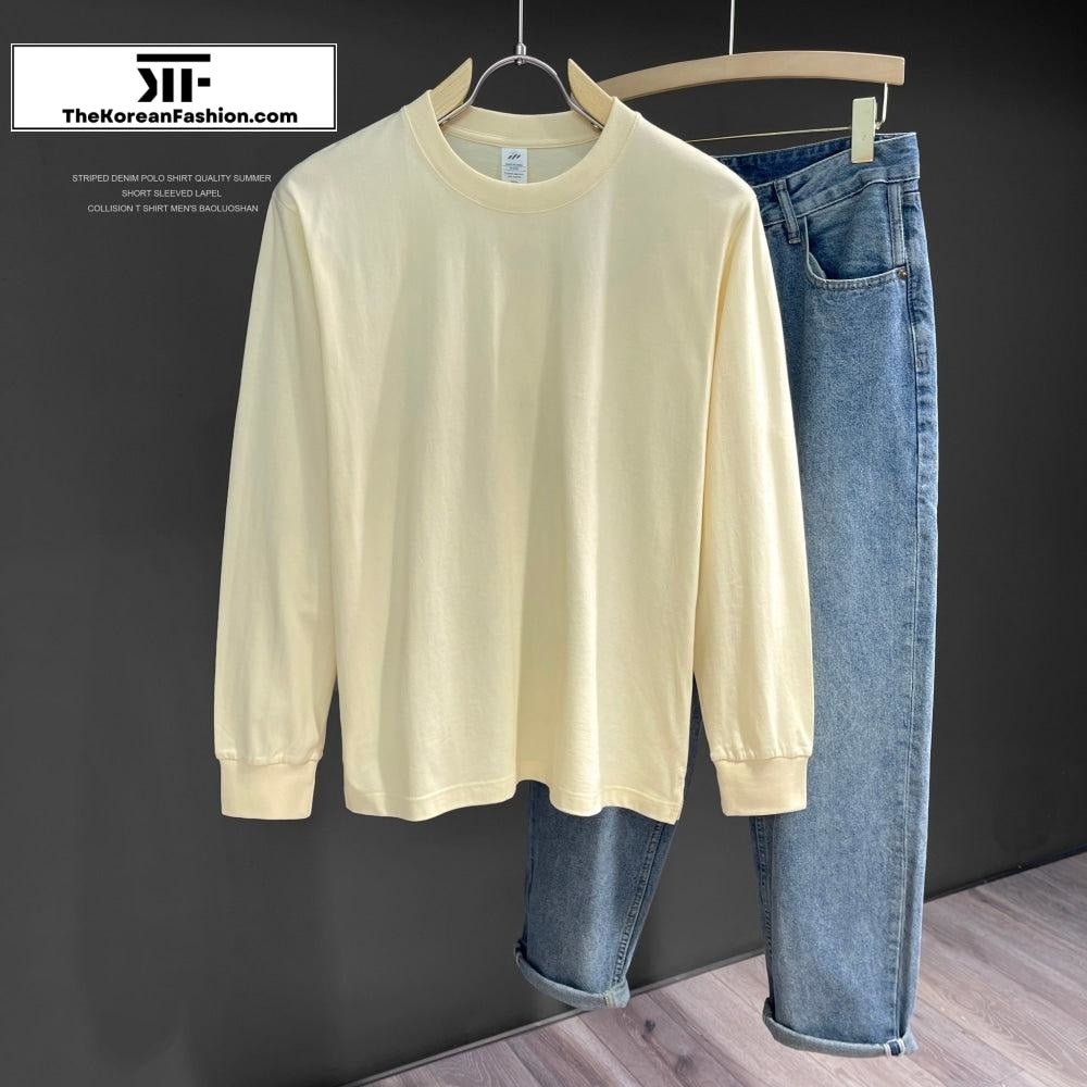 Bottoming Cotton Long Sleeve Basic Tee