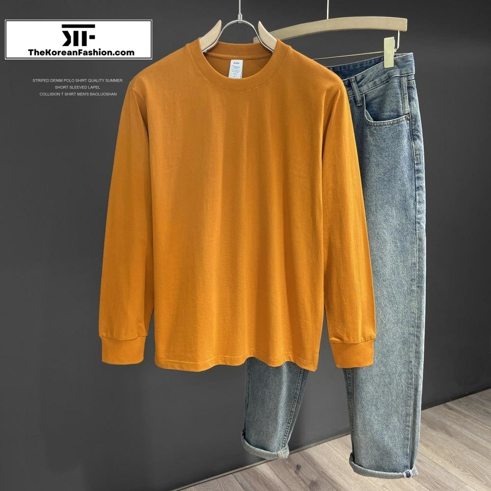 Bottoming Cotton Long Sleeve Basic Tee