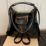 Bow Accent Shiny Leather Handbag