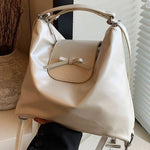 Bow Accent Shiny Leather Handbag