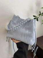 Braided Handle Bucket Shaped Bag