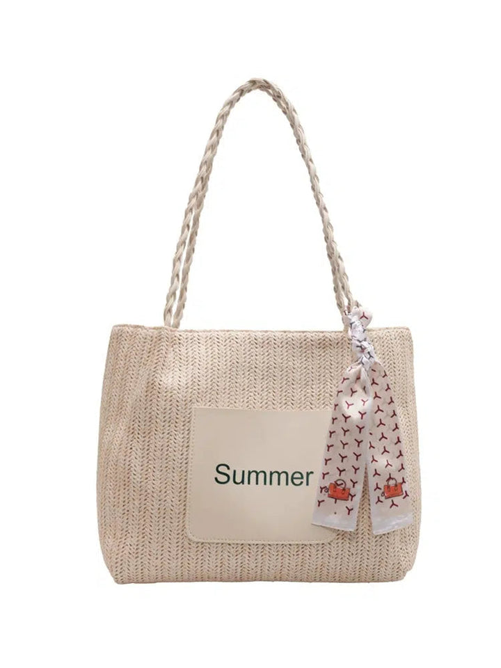 Braided Handle Summer Tote Bag
