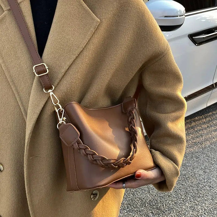 Braided Strap Bucket Bag