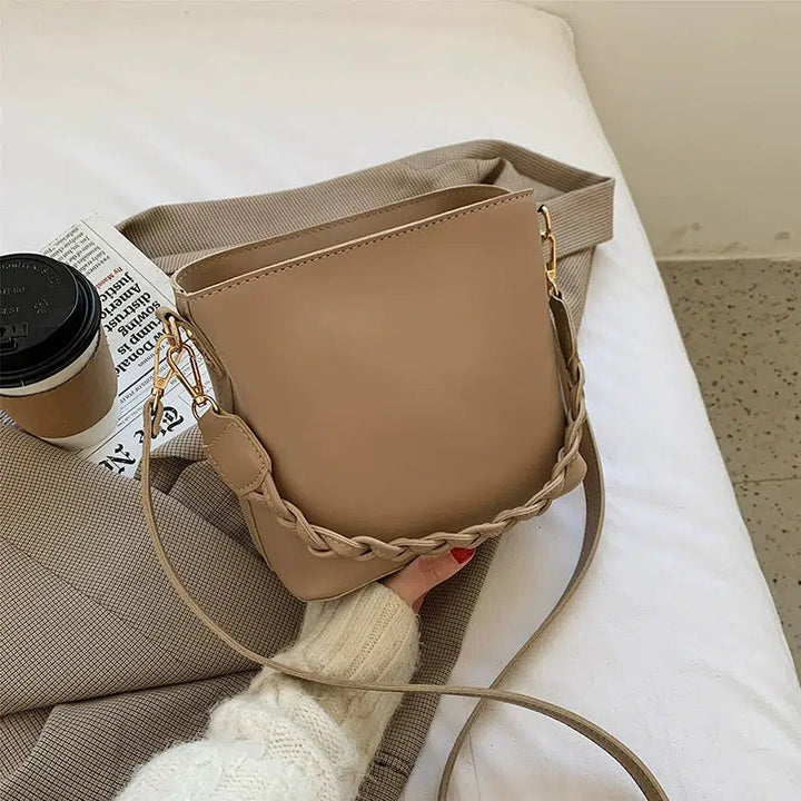 Braided Strap Bucket Bag