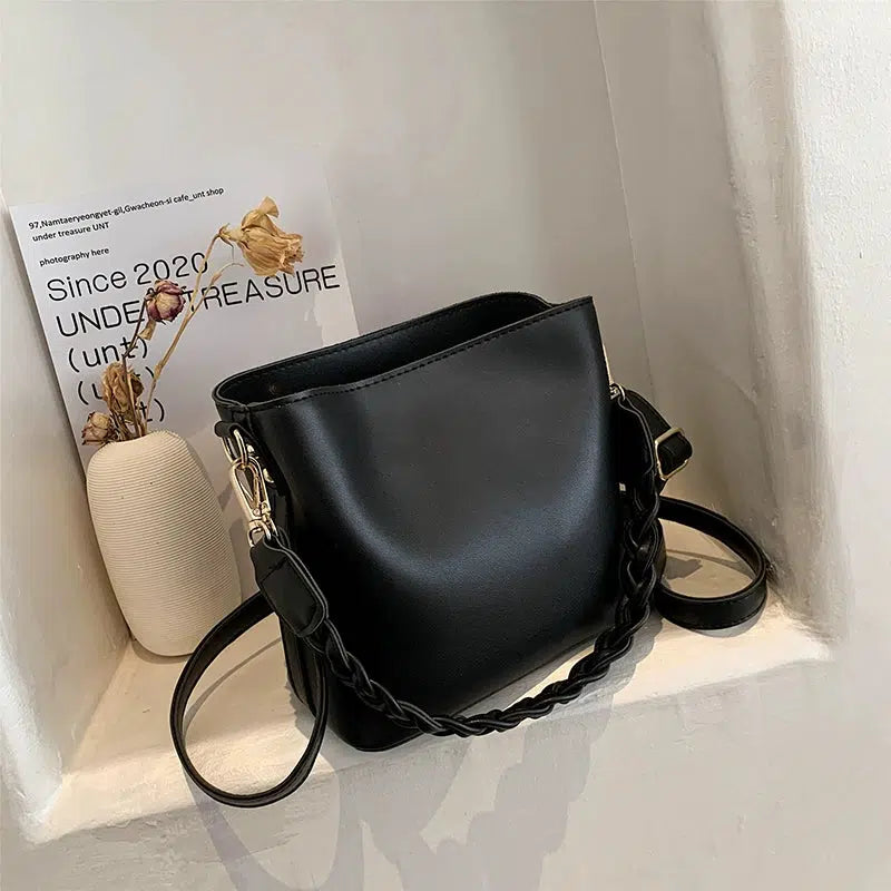 Braided Strap Bucket Bag
